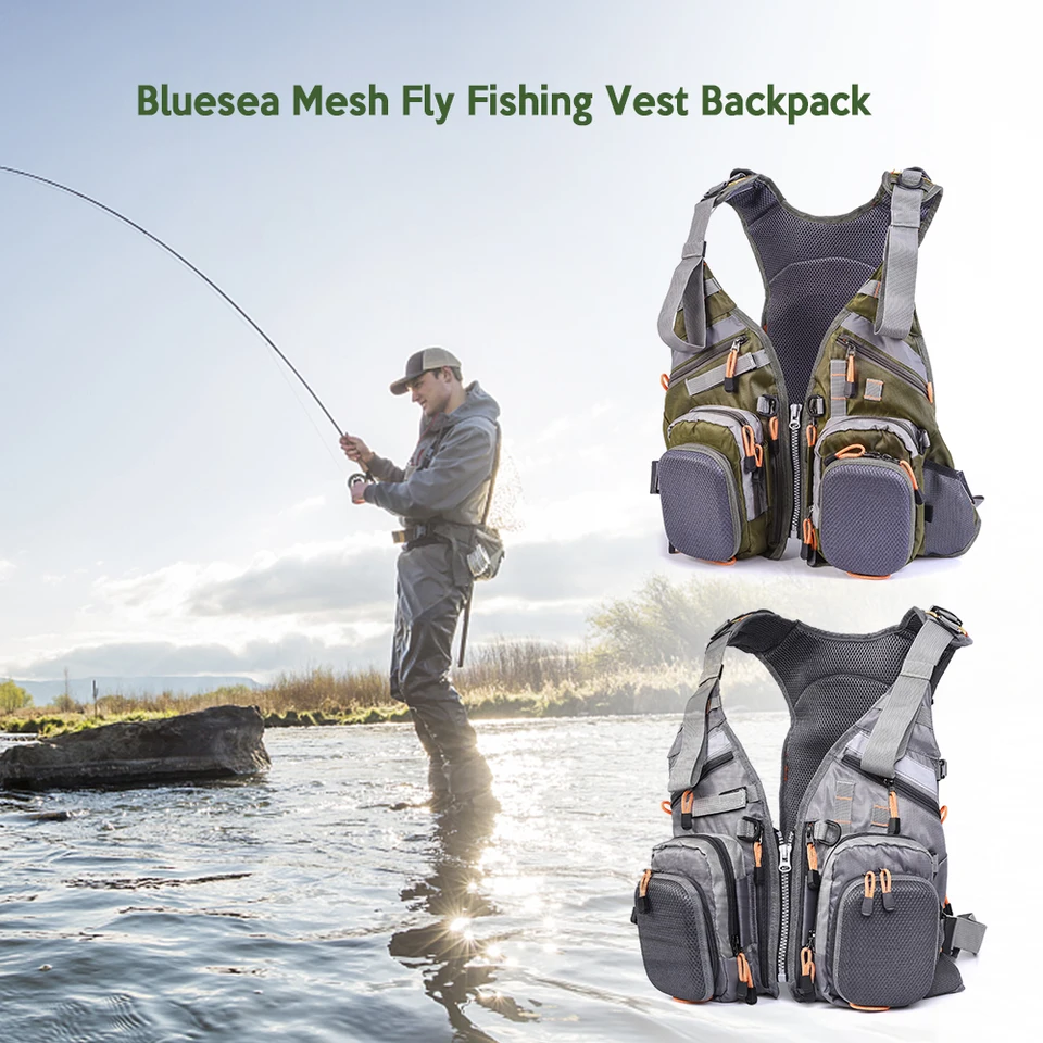 Gilet de pêche à la mouche multi-poches en maille,... – Grandado