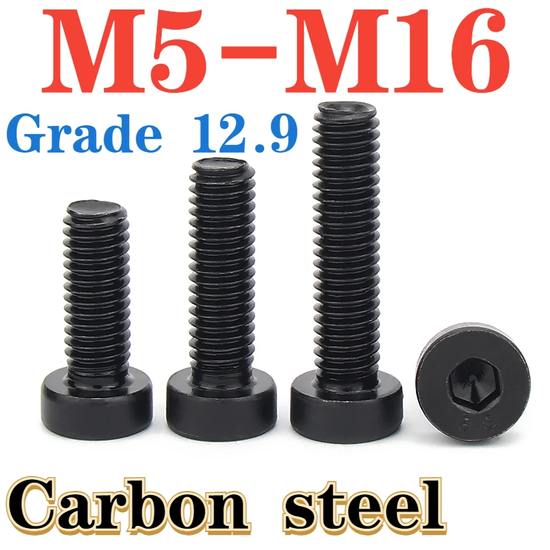 

Black Grade 12.9 Carbon Steel M5 M6 M8 M12 M14 M16 Hexagonal Thin Short Cylindrical Head Screw Hexagon Thin Short Bolt