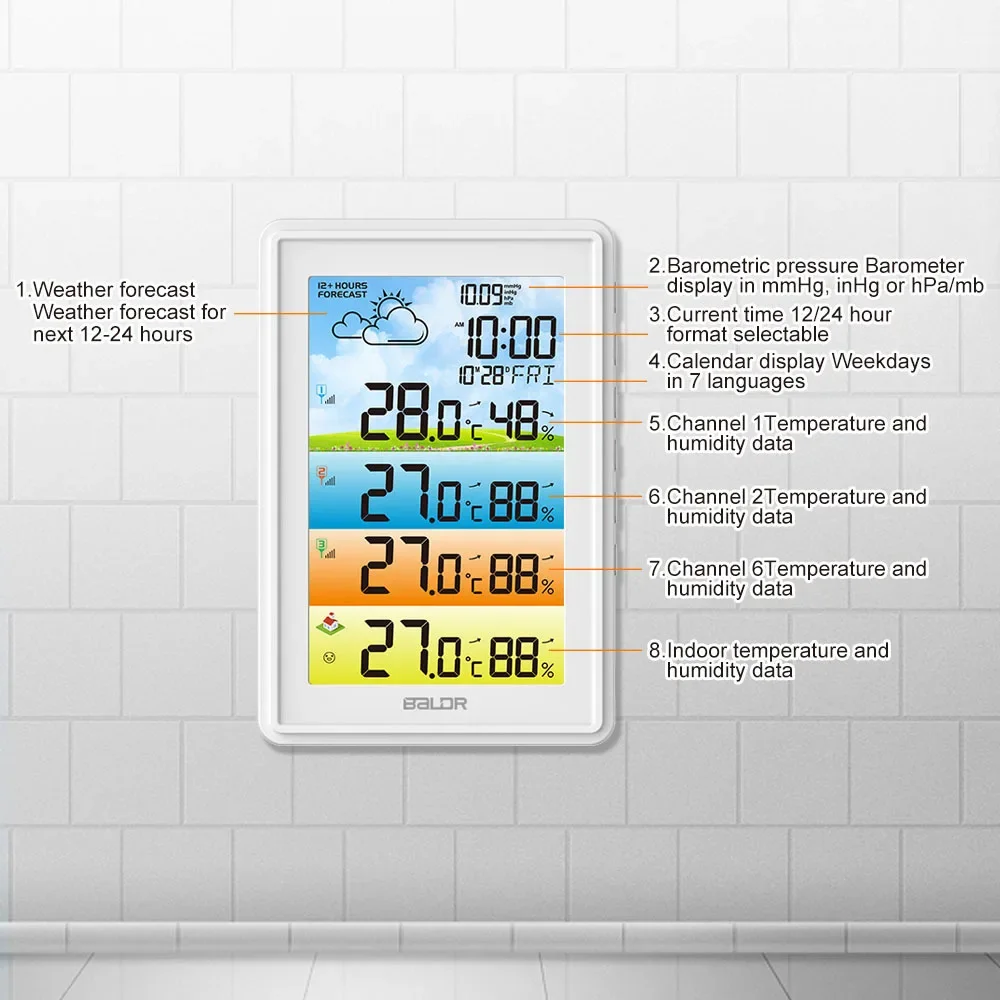 Wireless Colorful Weather Station Digital Temperature Humidity