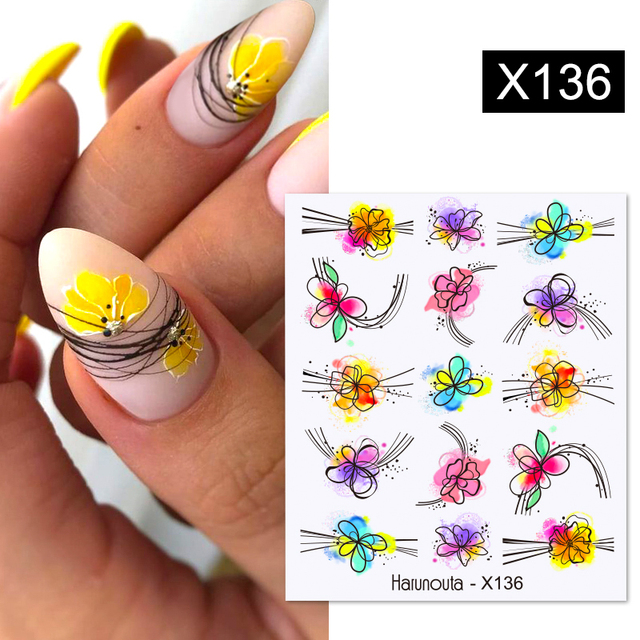 Transfer Nail Stickers Charms Spring Summer Water Sticker For Nails Sliders Flower Leaf Image Tattoo Decal Decoration