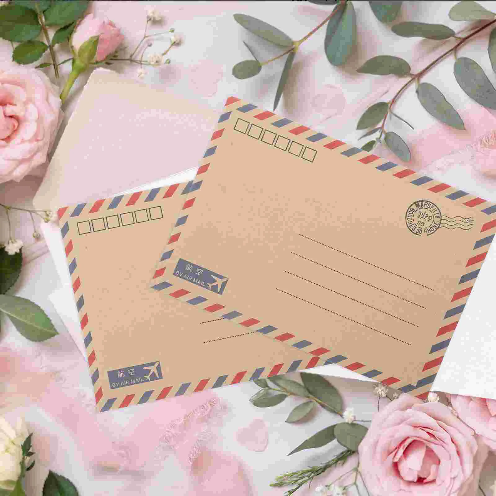 48 Pcs Vintage Envelope Paper Retro Airmail Stationery Set Invitation Envelopes Greeting Cards Postcard Plain Letter Paper