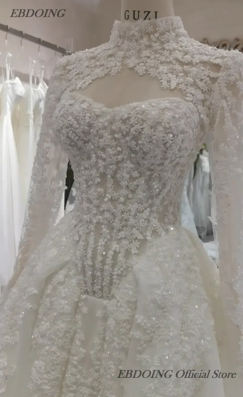 EBDOING Customized Wedding Dress A-Line Lace Sweetheart Neckline With Detachable Jacket Customized Bride Gowns