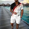 Fashion Summer Men's Tracksuit Short Sleeve Polo Shirt Set Coconut Tree 3D Print Clothing 2 Pieces Casual Suit Streetwear Outfit 6