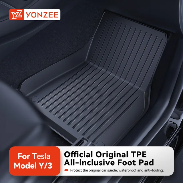 YZ TPE Car Floor Mats for Tesla Model 3 Y Highland Juniper 2019-2025 Luggage Mat Set Four Seasons Waterproof Anti-slip Trunk Mat 1