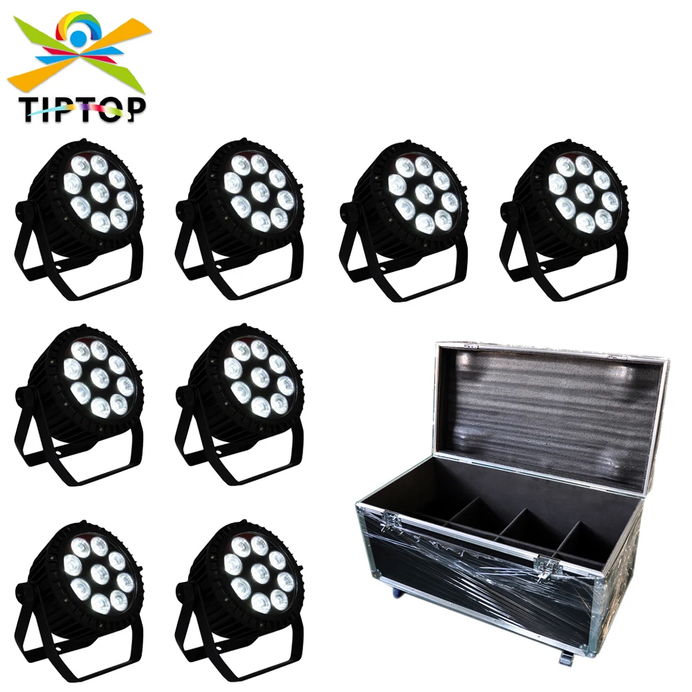 

8 в 1 Flightcase Pack 9x18 Вт тихие алюминиевые светодиодные банки Par RGBW Янтарный фиолетовый цвет смешивание без рабочего шума DMX 6/10CH CE ROHS