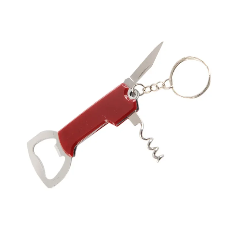 

1pc Wine Beer Bottle Opener Keychain Creative Stainles Steel Multifunctionial Opener Bar Accessories 8*3.5cm Open Corkscrew