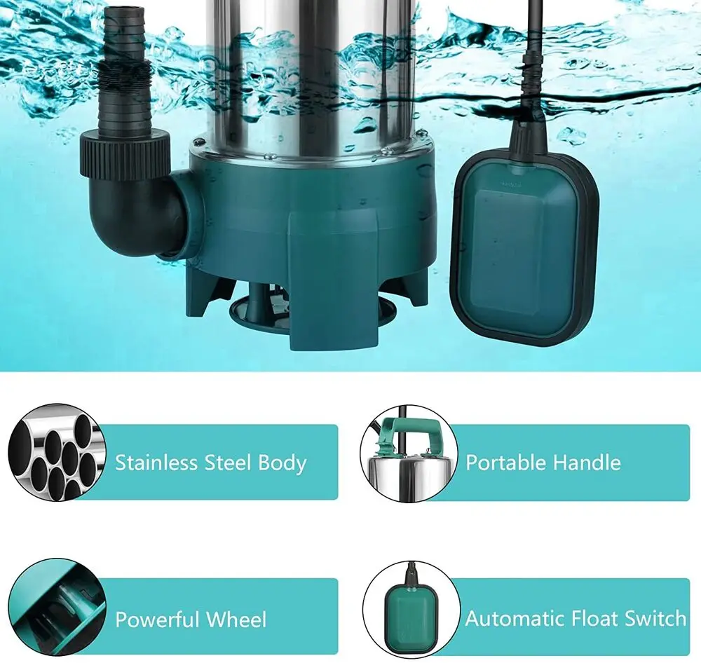 Fixkit pompa sommergibile per acque reflue 1100W pompa sommergibile  elettrica 20000 L/H pompa per acque sporche con interruttore a galleggiante  - AliExpress