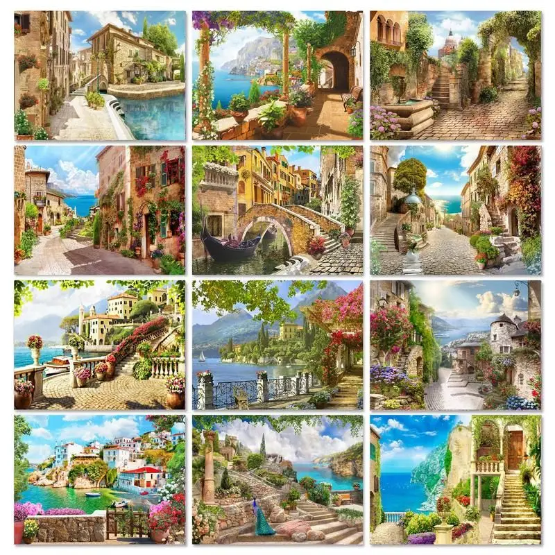 

GATYZTORY Paint By Number Canvas Painting Kits Seaside House DIY Wall Art Unframe Coloring By Numbers Landscape Home Decoration