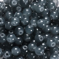 Vibrant 6mm Glass Round Beads - Crafting Essentials - 30pcs (Gray)