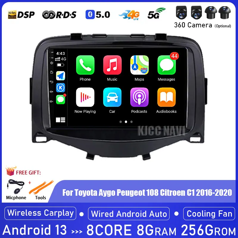 

Android 13 для Toyota Aygo Peugeot 108 Citroen C1 2016-2020 Android Carplay Автомобильный мультимедийный GPS WIFI 4G автомобильный радиоприемник BT без 2DIN DVD