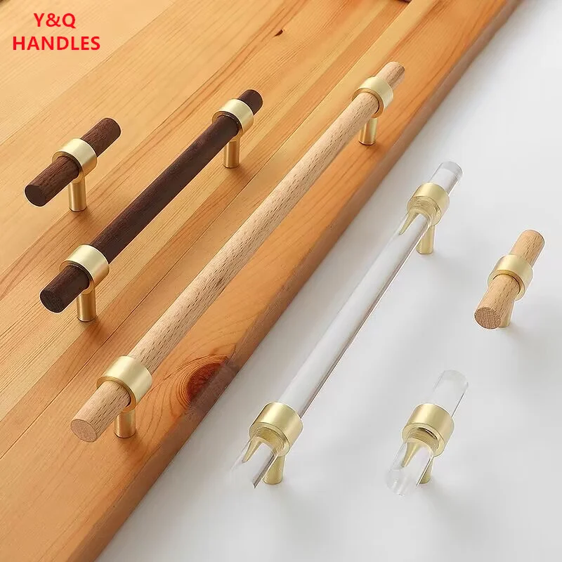 Cabinet Handles Handles Drawer Cabinet Furniture Kitchen Cabinet Knob Door Drawer Furniture Kitchen Golden Transparent Crystal Wood