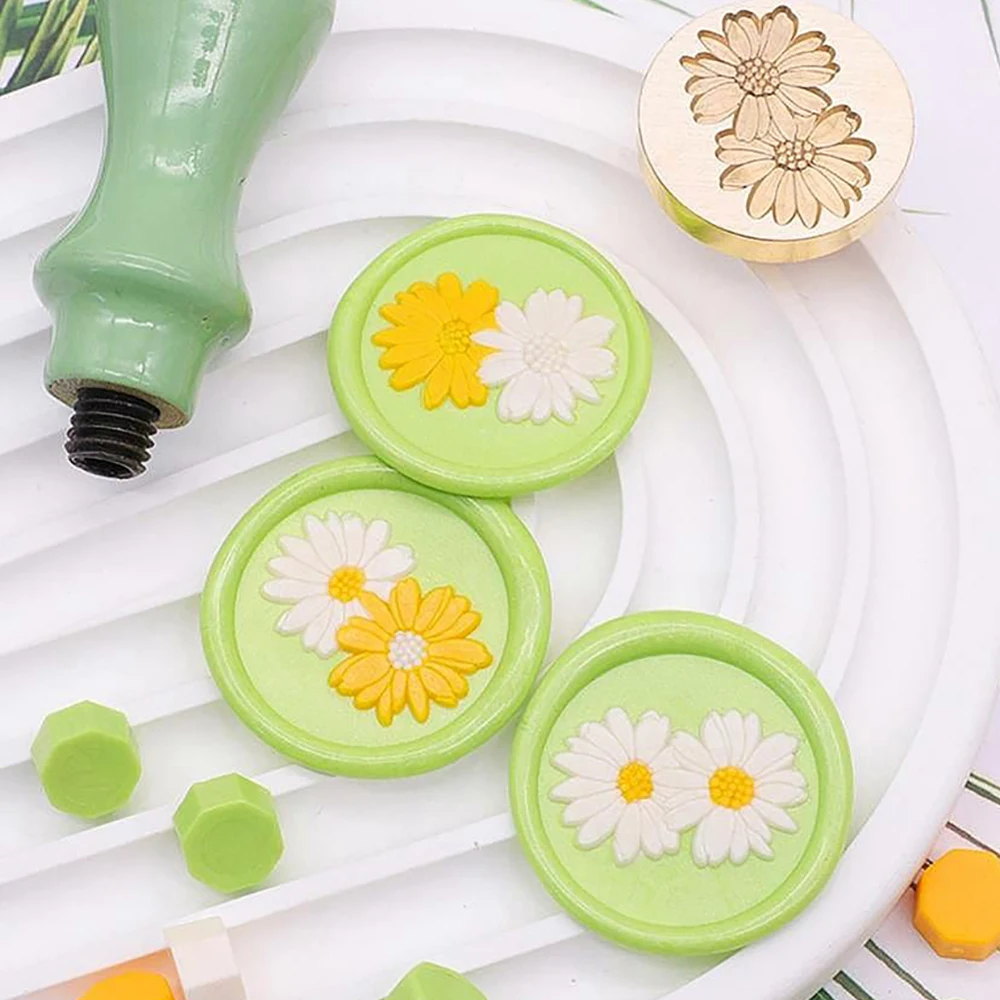 Flowers Dandelions Daisy Patterns Wax Seal Stamps Brass Wax Sealing Stamp Heads for Wedding Invitations Envelope