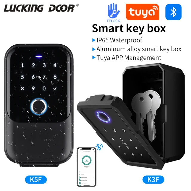 Waterproof Key Safe Box Smart Fingerprint Storage Secret Key Safety Box Tuya or TTlock App Bluetooth to WiFi Hub Unlock Padlock 1