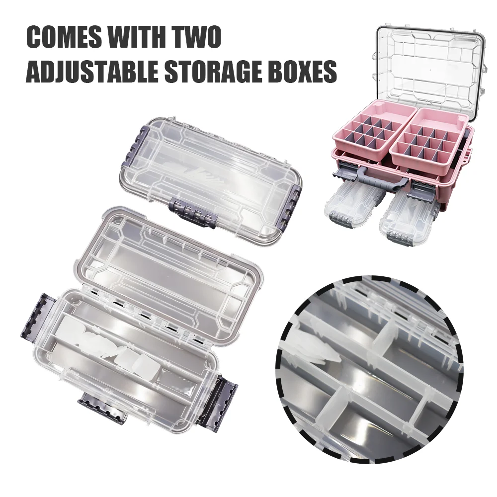 ZYZHE 1 Stück Angelzubehör-Box Multifunktionale Angelwerkzeug-Aufbewahrungsbox Doppelschichtig mit Mehreren Fächern Tackle-Aufbewahrungsbox – Detail 9