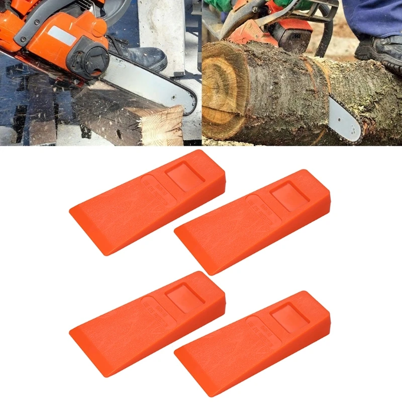 ipiip 4 Piece Buckling Wedges Felling Orange Plastic Cleaving Chainsaw Tree Cut 2