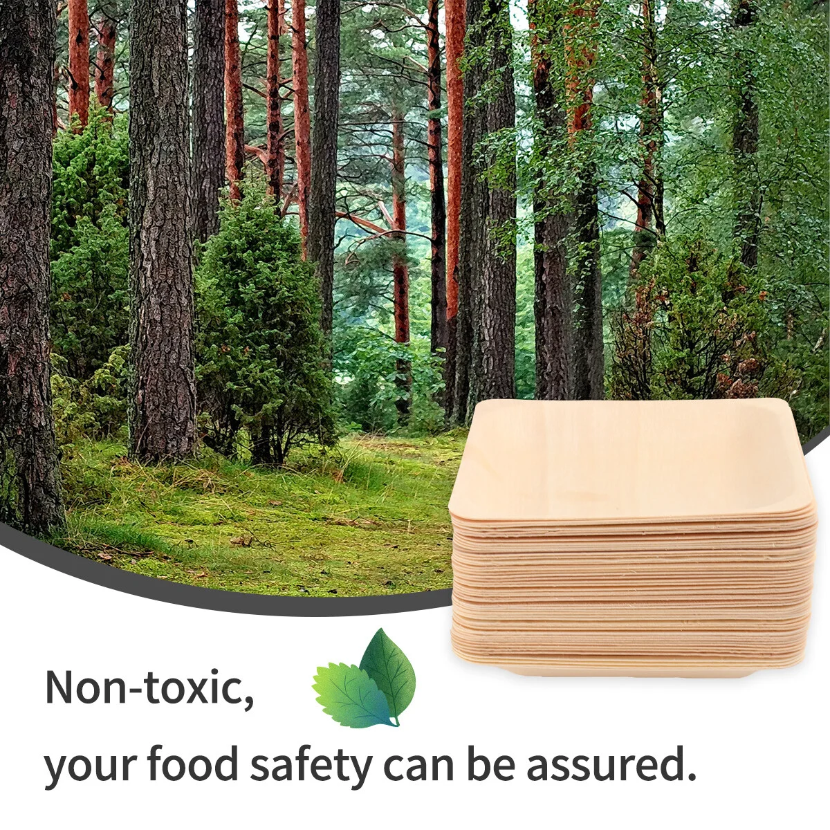 Snack Plate Tableware Party Plates Wedding Birthday Party Disposable Plates Wood Tableware Outdoor Bamboo Picnic 50 PCS