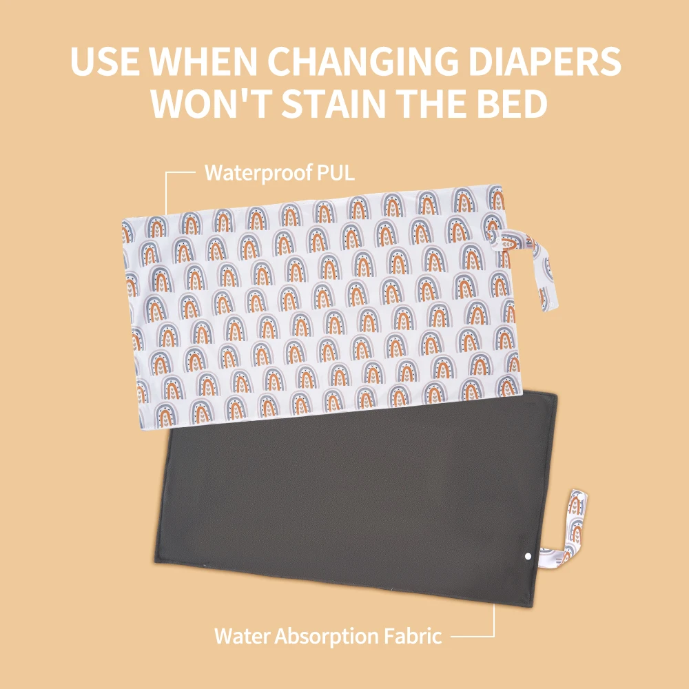 Diaper Changing Pad Diaper Changing Mat 2PCS Animal Print Washable Changing Mat Bamboo Charcoal Inner Portable Nappy Pad For Baby