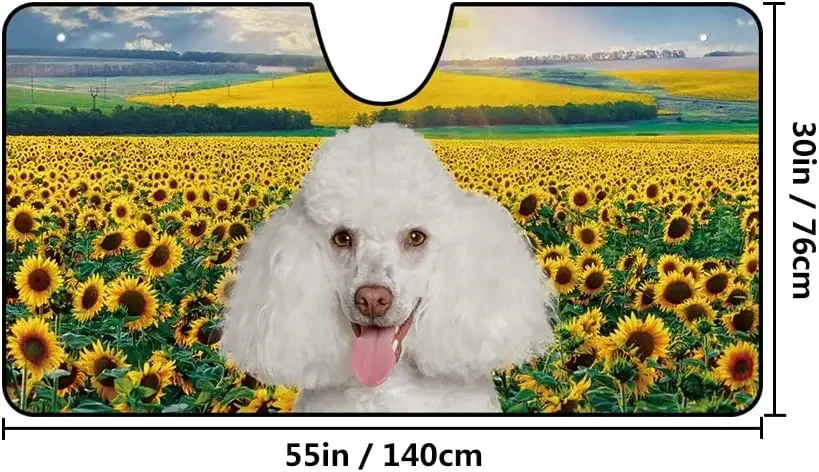 CafeTime Dog Car Front Windshield Sunshade Cute Beagle Decor Vehicle Sun Shade Visor UV Ray Reflector Sun Protector