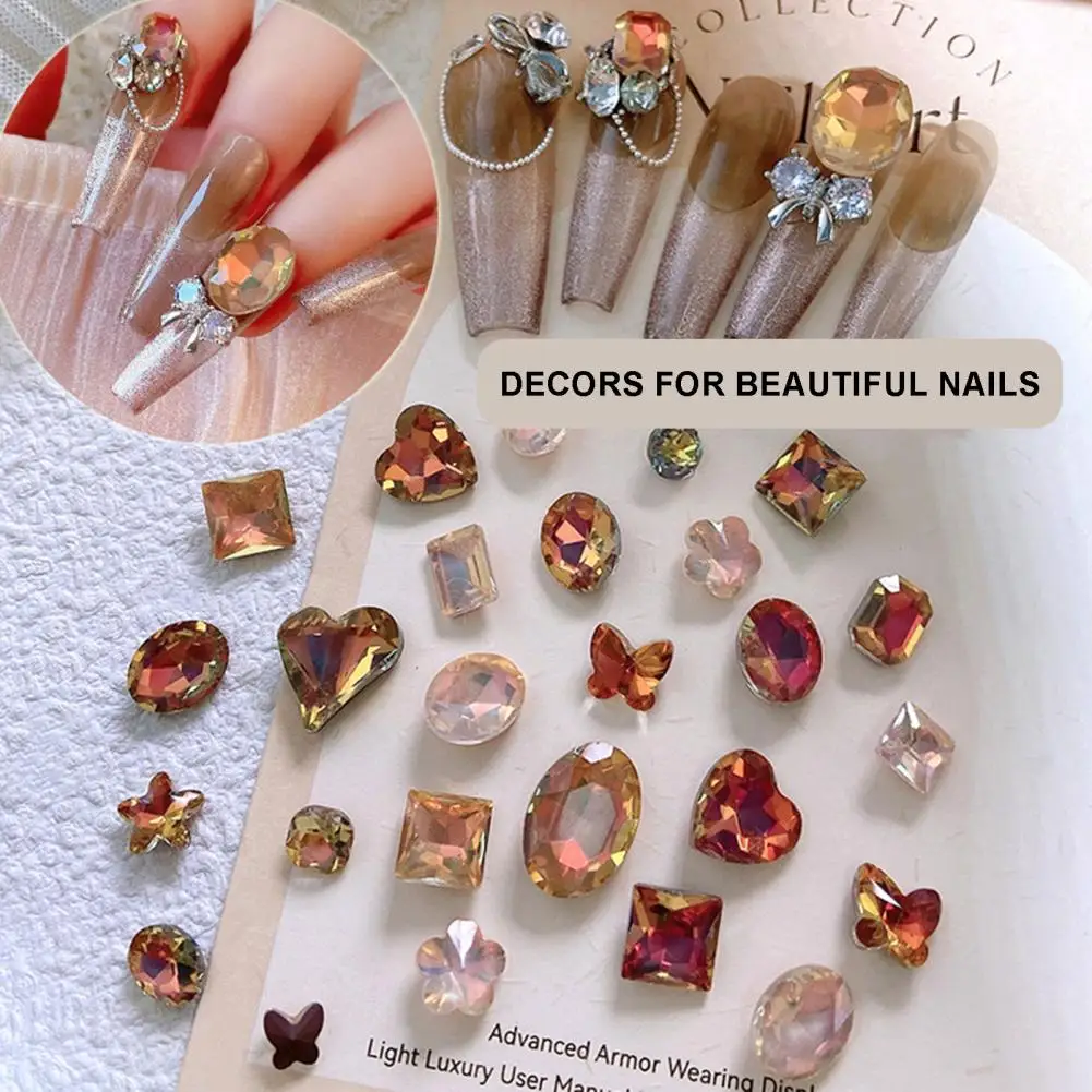 

Butterfly Nail Pile Rhinestone Accessories Autumn Winter Coffee Nail Art Rhinestones Stunning Butterfly Design for Beautiful