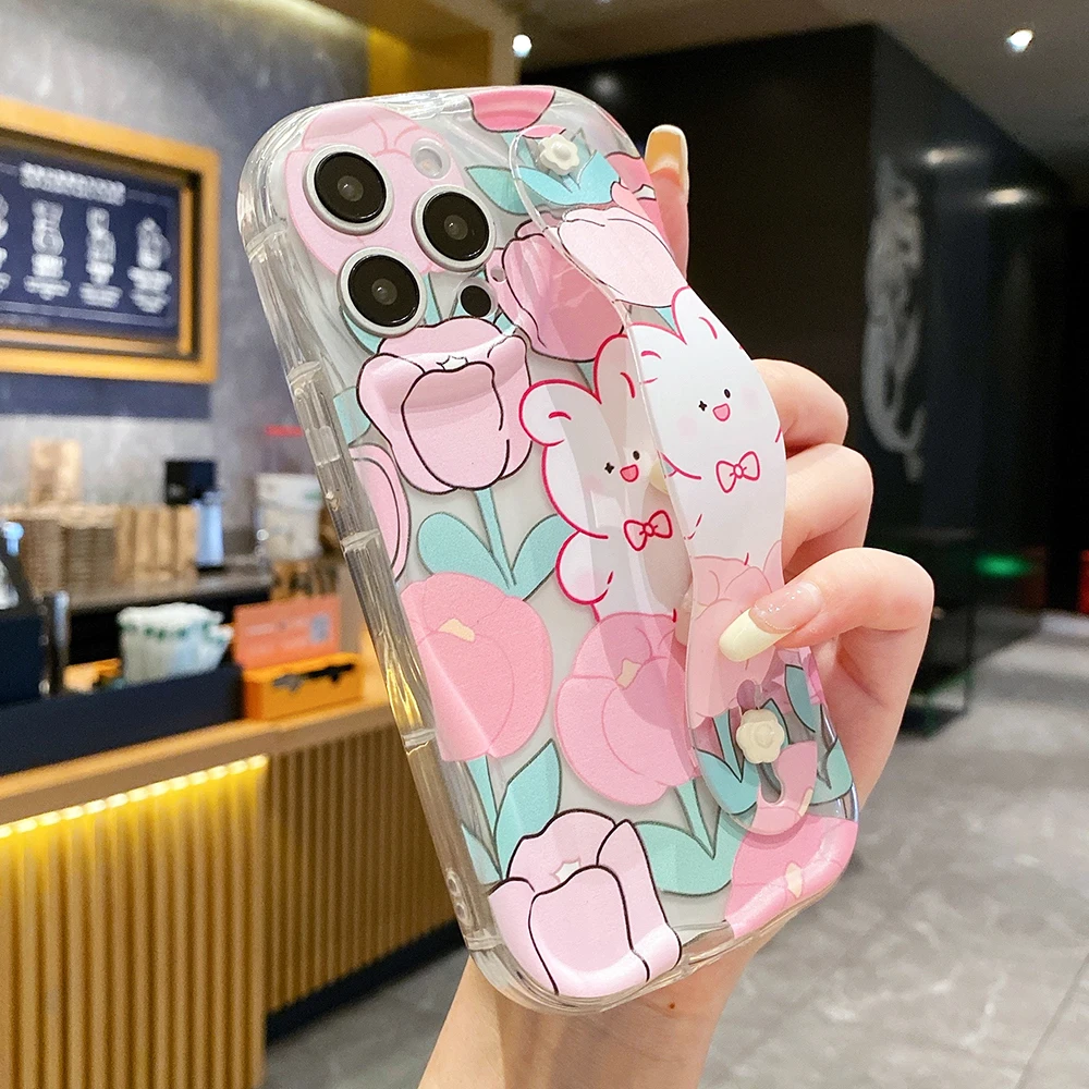 Wrist Strap Rabbit Phone Holder Case