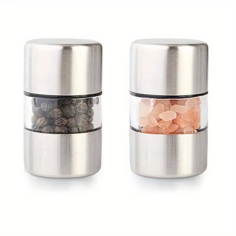 Salt And Pepper Grinder Herb Grinder Manual Salt Pepper Grinder Stainless Steel Portable Mini Mill Grinder Herb Pepper Spice Rose Salt Kitchen Grinding Gadgets