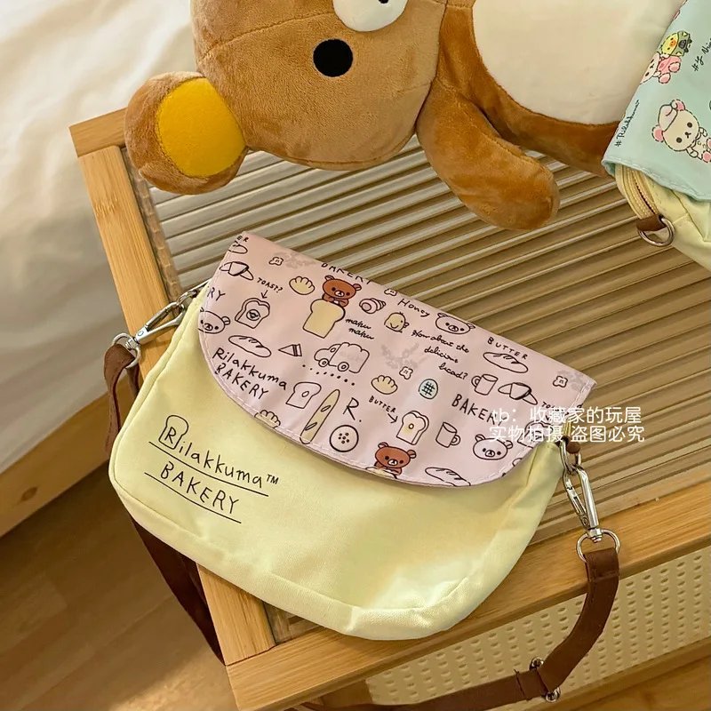 Kawaii Rilakkuma Crossbody Bag Storage Bag Pen Cartoon Cute Notebook Pencil Stationery Storage For School Gifts