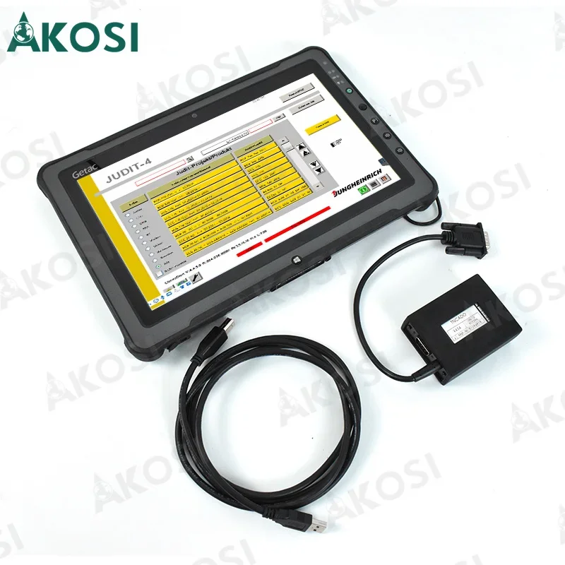 Pronto Per L'Uso Tablet Getac F110 + Carrello Elevatore Jungheinrich Per Judit Box Incado Judit-4 Kit Diagnostico Strumenti Interfaccia Canbox