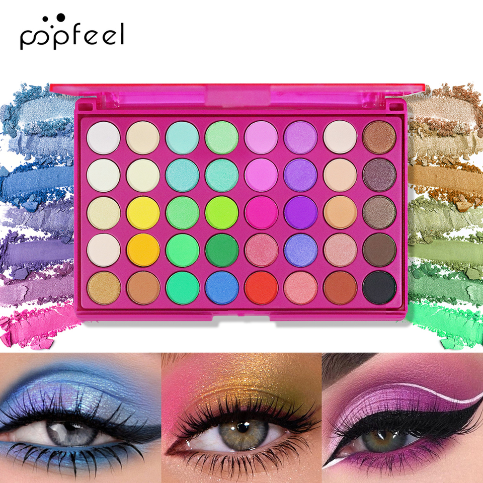 POPFEEL 40-Color Long-lasting High Pigment Eyeshadow Palette - Easy Application for Versatile Makeup Looks, Natural Finish.