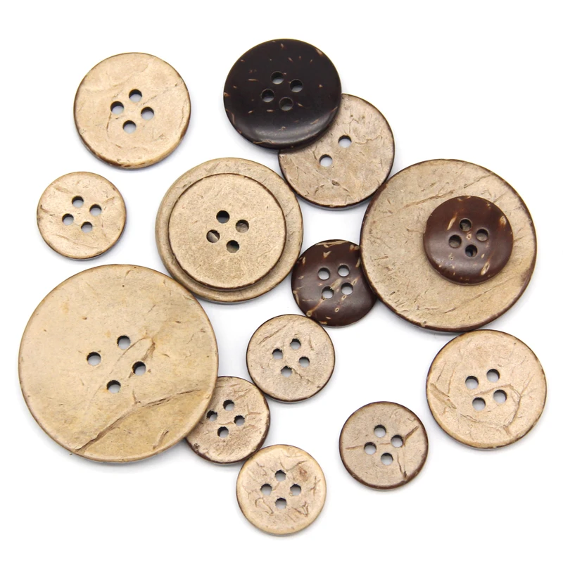 Eco-friendly Natural Coconut Shell Wooden Buttons - Decorative and Child-friendly Wholesale Options