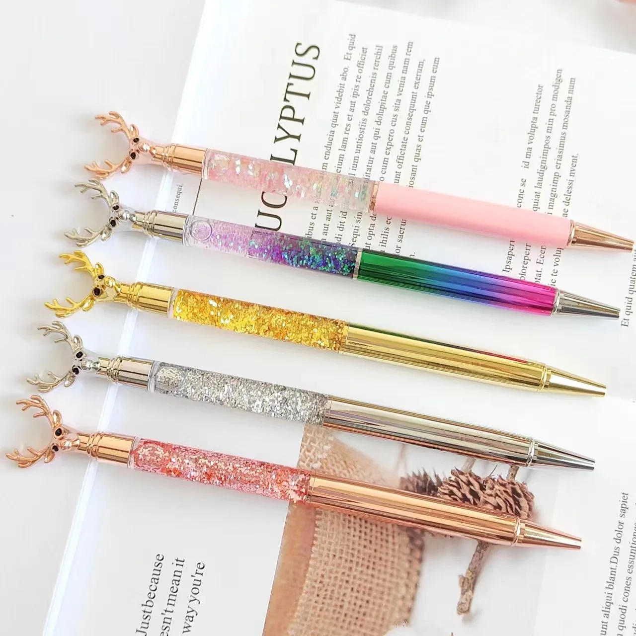 

25pcs Multicolor Deer Head Metal Rotate Ballpoint Pen Creative Stationery