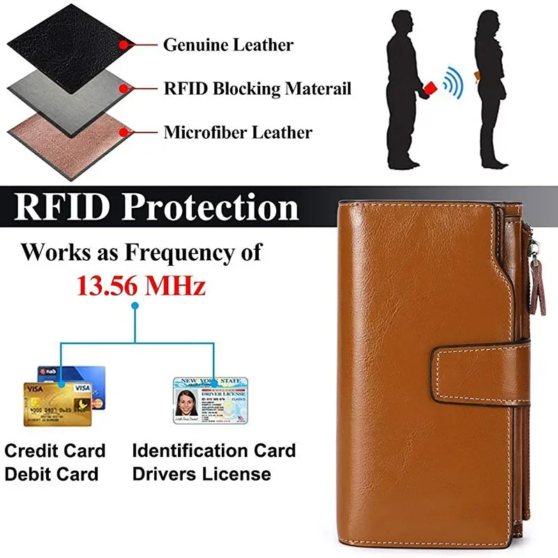 SENDEFN Fashion Women Wallets Long Split Leather Large Capacity Credit Card Wallet Phone Purse Female 6