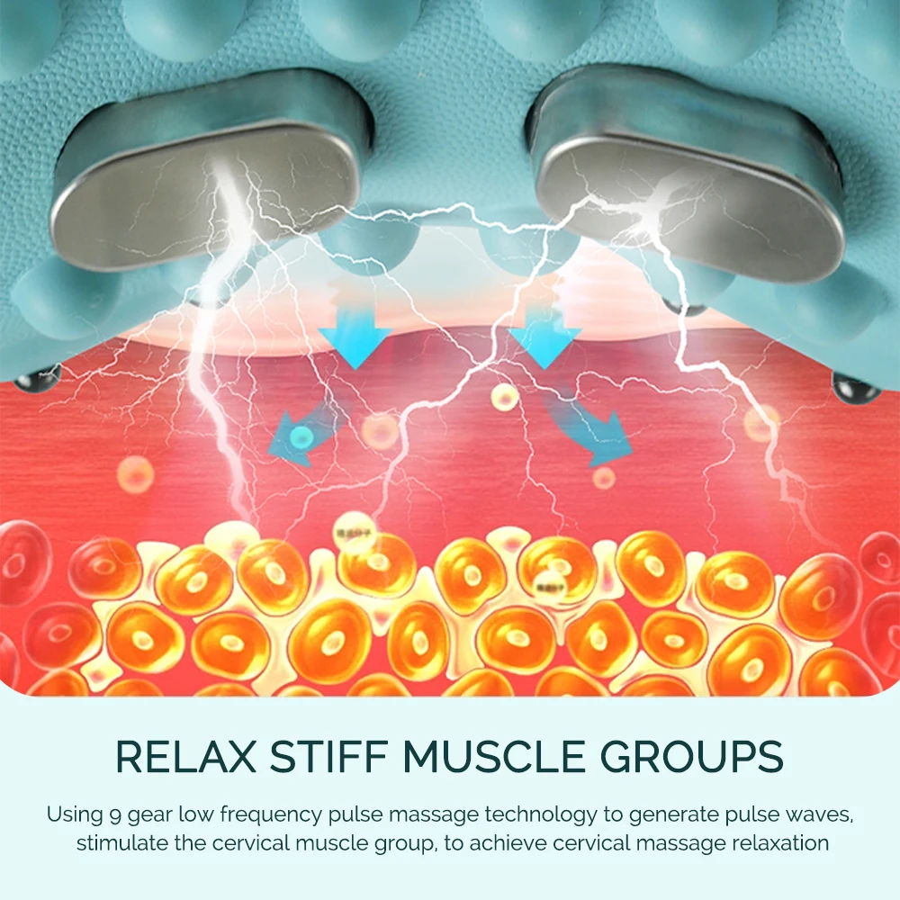 Electric Neck Massager Electric Neck Cervical Massager Head Pillow Neck Traction Vibration Kneading Massage Pillow Ergonomic