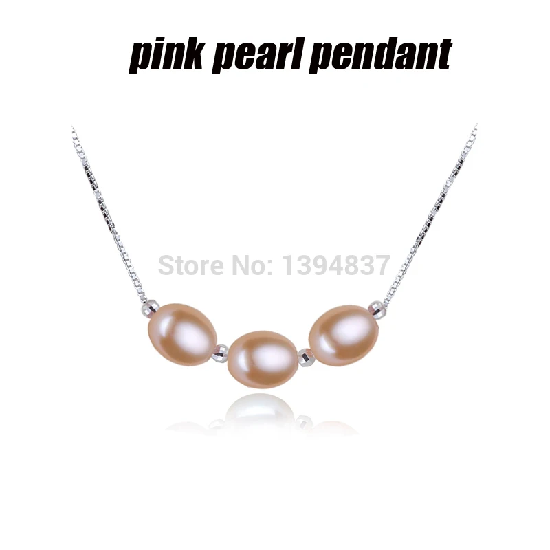 Real Natural Freshwater Pearl Necklace Women,Wedding Cute 925 Silver Pendant Necklace Daught Birhtday Gift 5