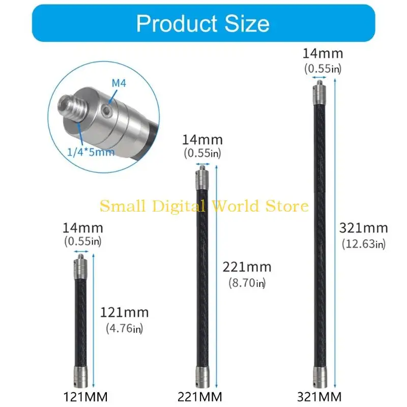 77UB 탄소 섬유 확장 막대 1/4inch Selfie 스틱 14mm 보이지 않는 막대 액션 카메라 헬멧 모노 포드 확장 암