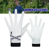 1 Pair Bow Golf Gloves For Women With Removable Mark Sheepskin Self-Adhesive Cloth Non-Slip Sports Full Finger Gloves 2