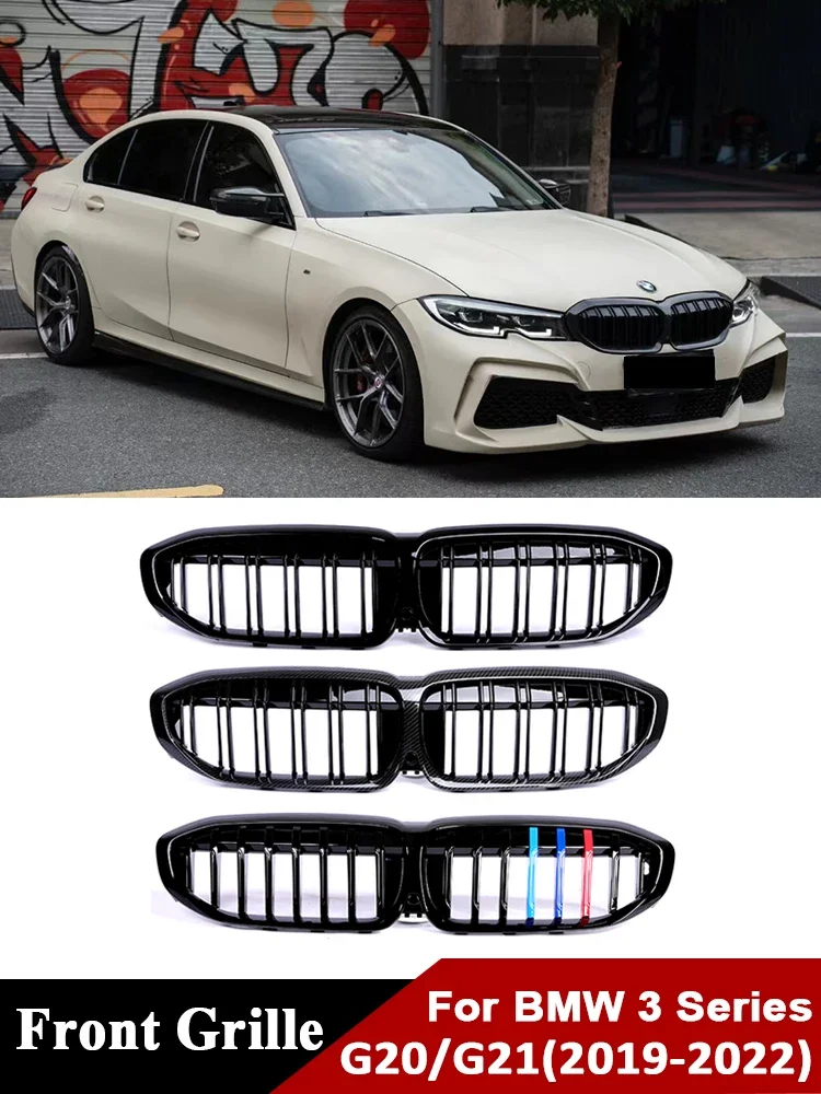 

For BMW 3 Series G20 G21 G28 2019-2023 Front Kidney Bumper M Color Grille Cover Refiting Carbon Racing Grille 316i 318i 320i