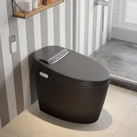Smart Toilet with Bidet Built in,Black One-Piece Toilet Elongated Automatic  Tankless with Auto Flushing 2