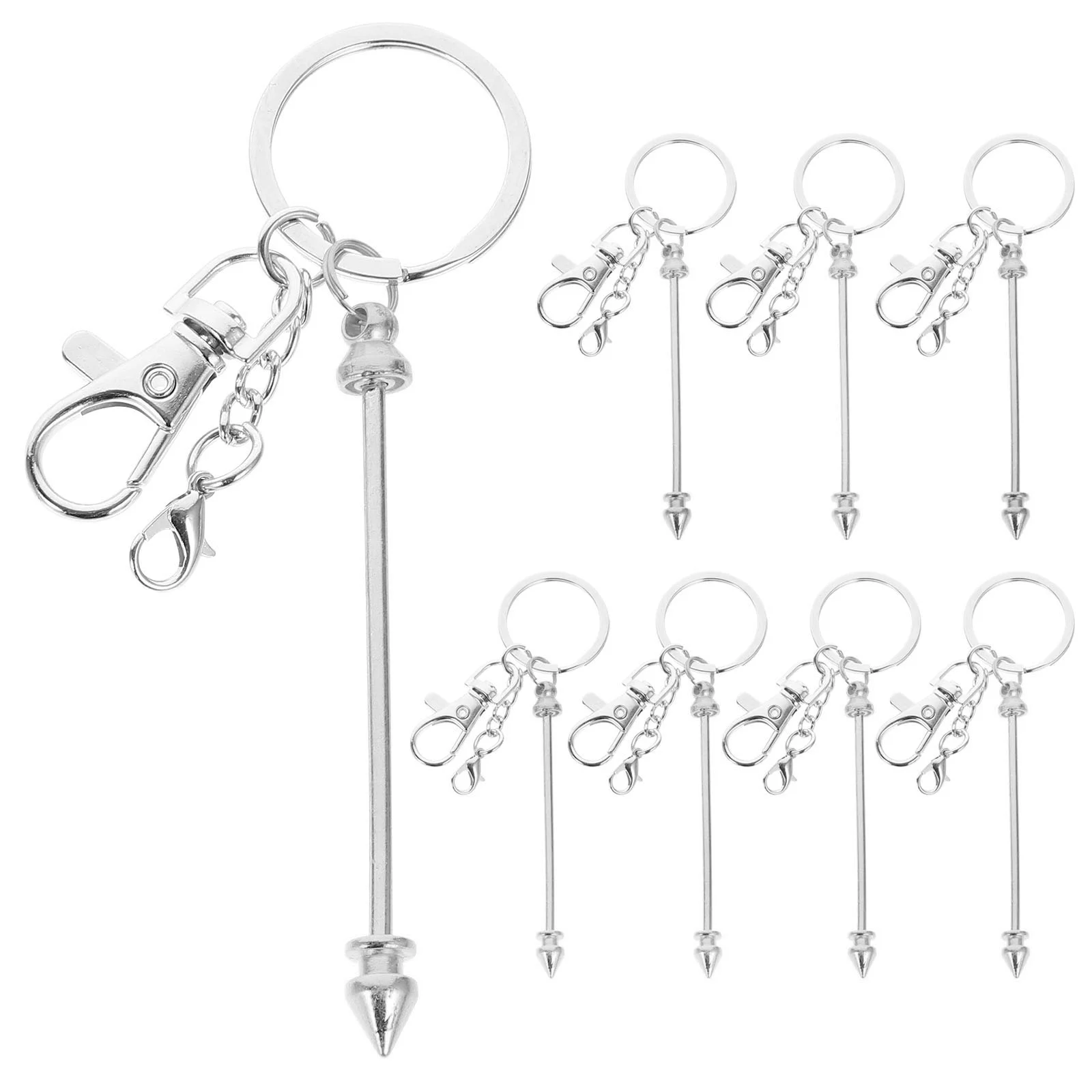 

8 Pcs Beaded Keychain Fob for Reusable Metal Keychian Crafting Beadable Rings DIY Beading Bars