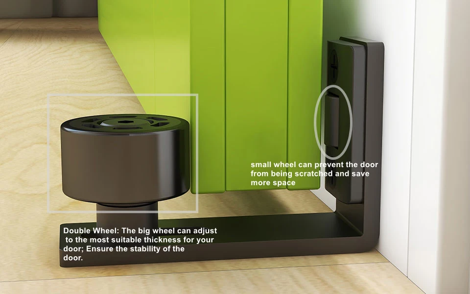 Description Picture 6 of itemAdjustable Floor Guide Wall/Door Bottom Guide Sliding Barn Door Hardware Black 2PC