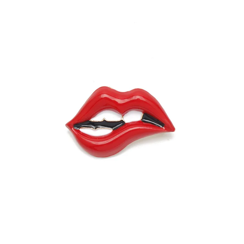 Sexy red lip oil drop brooch personalized versatile enamel clip scarf buckle women accessories fashionable accessories gifts