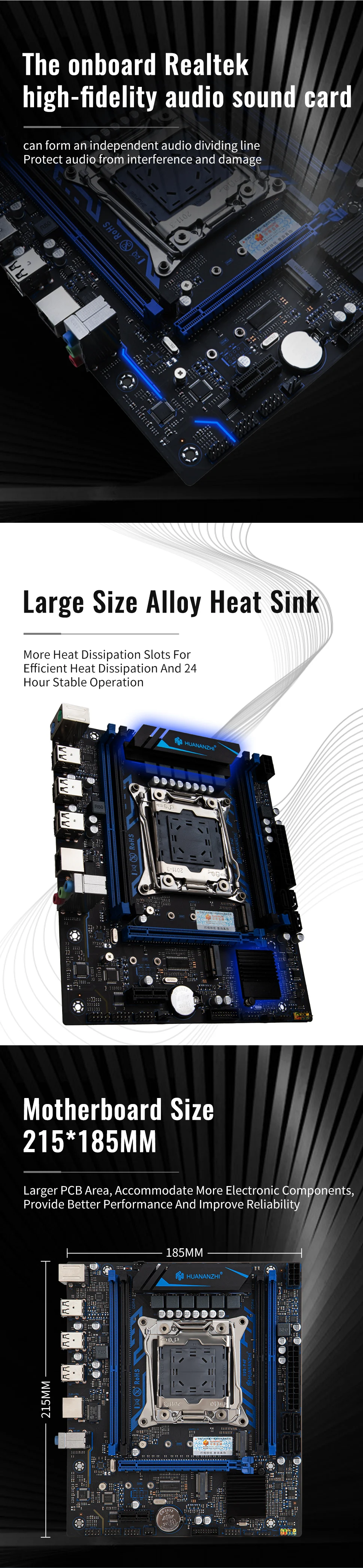 Description Picture 4 of itemHUANANZHI X99 P4F LGA 2011-3 XEON X99 Motherboard support Intel E5 V3 V4 All Series DDR4 RECC NON-ECC Memory NVME PU