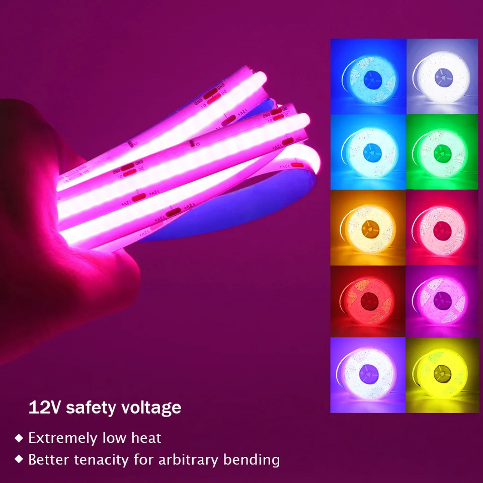 5V 12V 24V COB LED Strip RGB RGBW RGBWW RGBCCT Nastro Flessibile Led 840 784 576LED/M Luci LED FOB Ad Alta Luminosà Per La Stanza - Foto 2