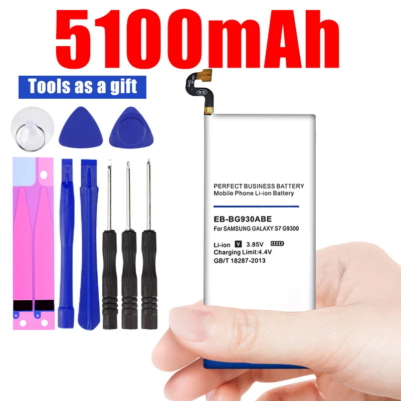 Bateria para Samsung Galaxy s7 Eb-bg930abe 5100mah Sm-g930f G930fd G930 G930a G930v t G930fd G9300 Ferramentas da Etiqueta
