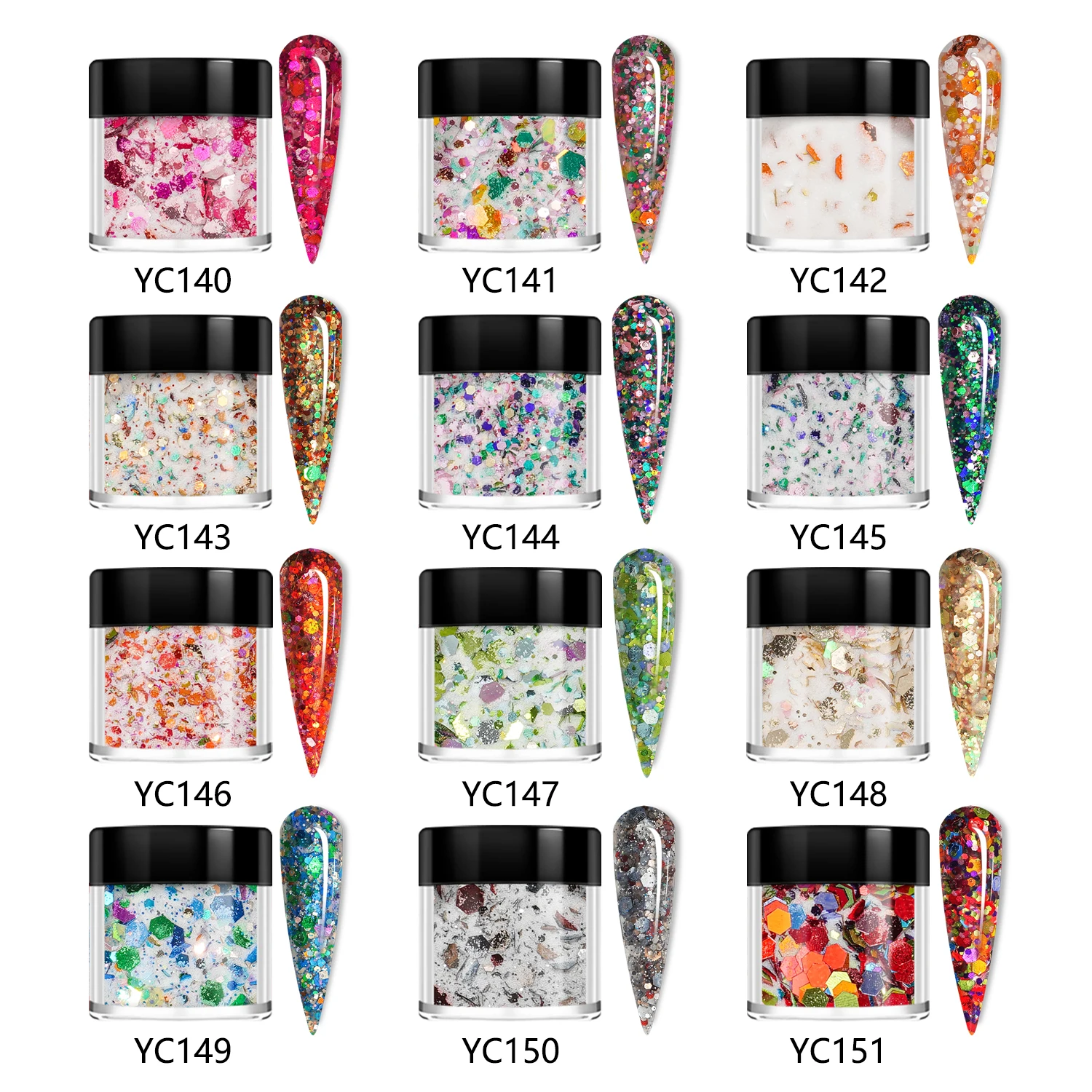 Bottle Dipping Acrylic Powder Nail Art Design Glitter 12 Colors Professional Manicure DIY Pigment Dust Decor
