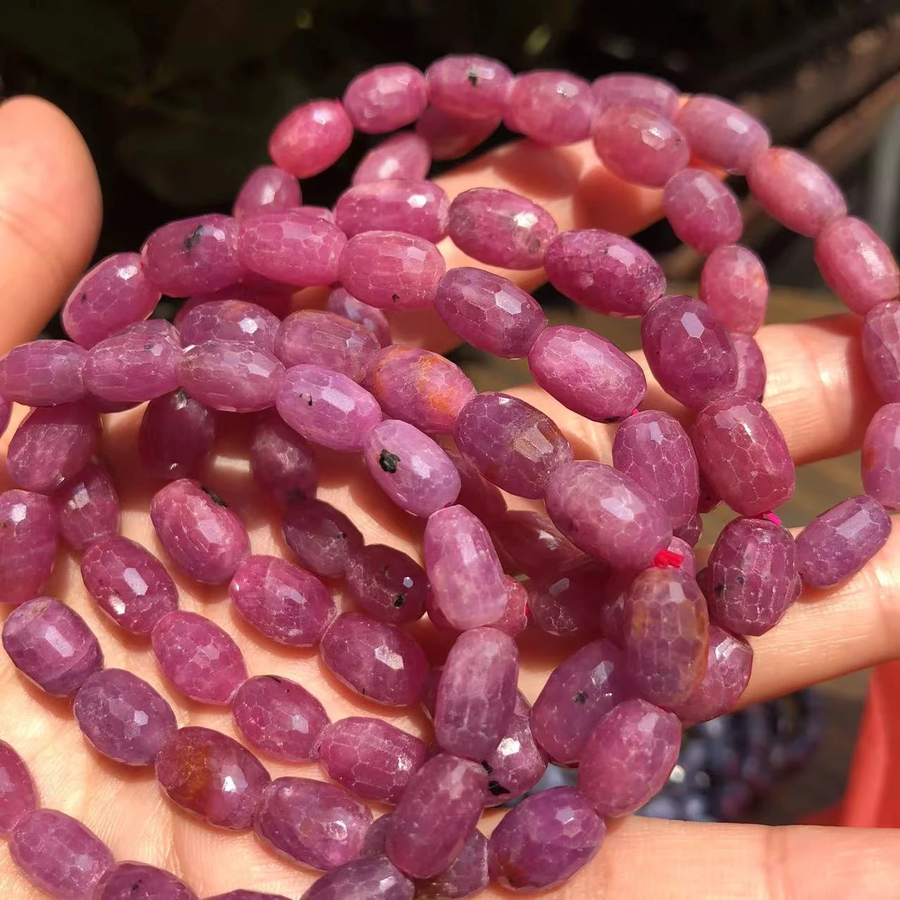 Meihan (1bracelet/set) Natural Aaa Ruby Faceted Drum Stone Loose Beads