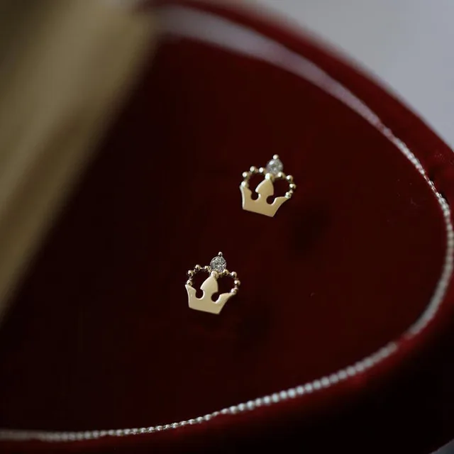 925 Sterling Silver Japanese Micro Inlaid Crystal Four-Pointed Star Plating 14k Gold Earrings Women Small Cute Banquet Jewelry 8