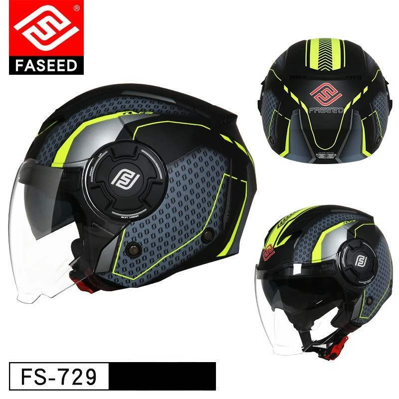 thumbnail image 1 of Casco de motocicleta FASEED de cara abierta con doble lente, medio casco, certificación DOT ECE para hombre y mujer, casco de motocicleta Cascos para motos, 1 of 5