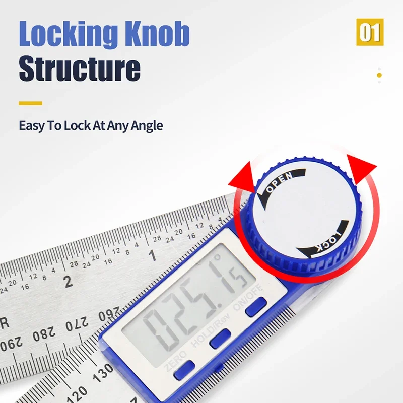 Digital Protractor Digital Angle Ruler Metric Goniometer 360 Degree Stainless Steel Right Angle Protractor Measuring Tool 200mm