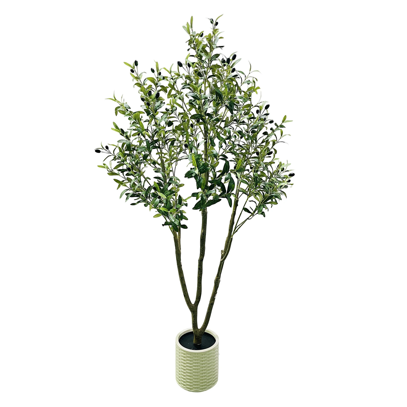 Künstlicher Olivenbaum, 210 cm hoher künstlicher Olivenbaum, künstliche Topfpflanze mit realistischen Blättern und Früchten für die Innendekoration zu Hause – Detail 1