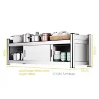 ตู้ครัวสแตนเลสอเนกประสงค์ทันสมัยแบบติดผนัง ตู้เก็บของแบบมินิมอล ตู้ครัวแขวนผนัง 6